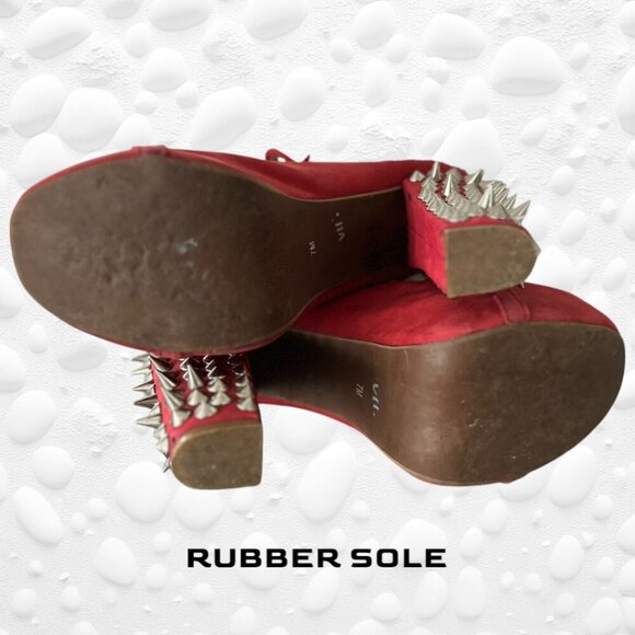 JEFFREY CAMPBELL LITA HAVANA PINK/RED SILVER SPIKE BOOTS SIZE 7 - Picture 10 of 14